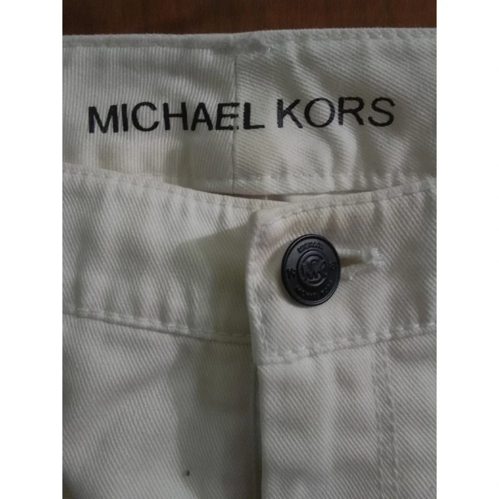 Woman's Michael Kors White Moto Stretch Skinny Ankle Jegging Jeans With Black...
